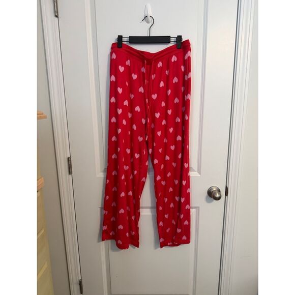 Joyspun Other - Women’s Red Heart-Print Pajama Pants - Cozy Sleep Lounge Bottoms